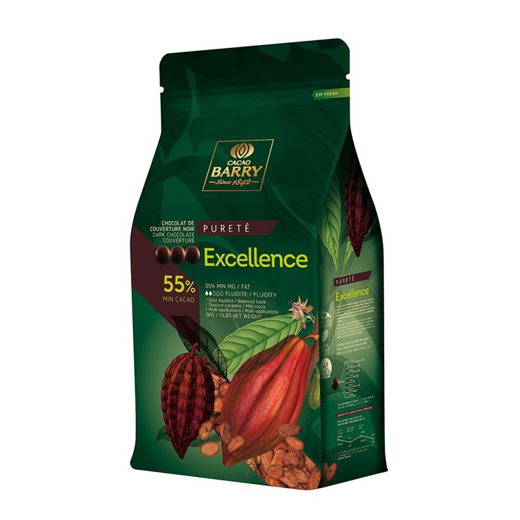 Cacao Barry dark chocolate chips excellence 5kg bag