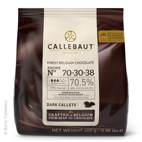 Callebaut dark chocolate chips very bitter 400g bag