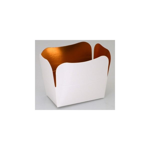500g Fold Flat Ballotin; White; Gold Lined Bag of 50