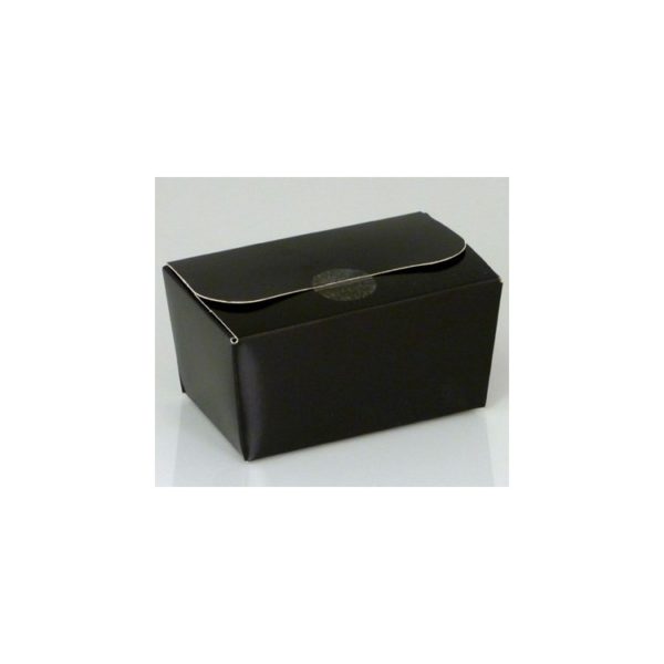 250g Fold Flat Ballotin; Shiny black Bag of 50