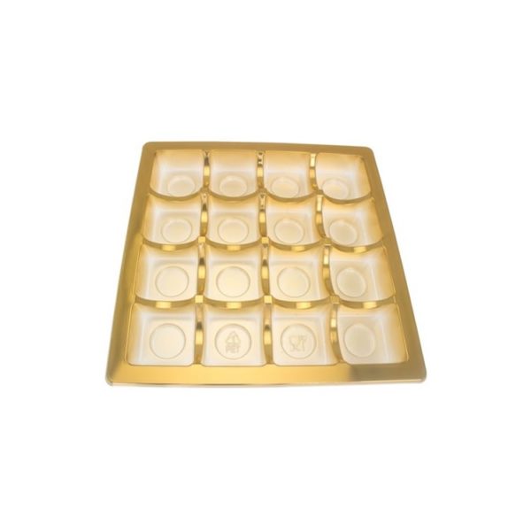 Gold PET Square Inserts for 16 chocolates Pack of 25