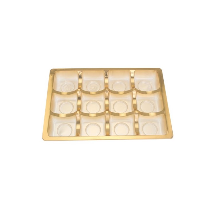 Gold PET Rectangle Inserts for 12 chocolates Pack of 25