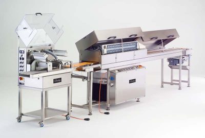 Chocolate enrober with tempering and 320mm wide enrobing belt