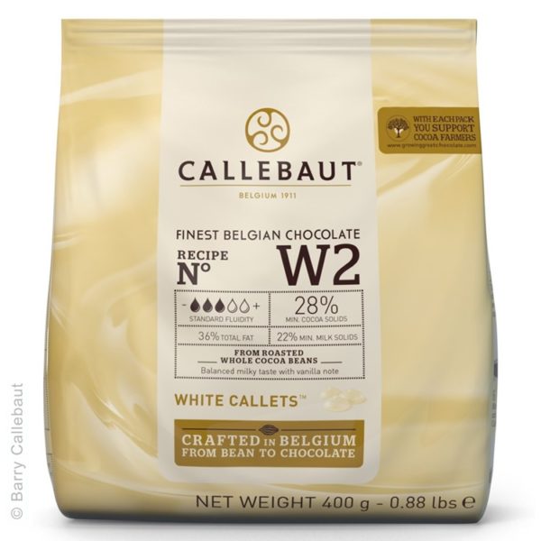 Callebaut white chocolate chips W2 400g bag