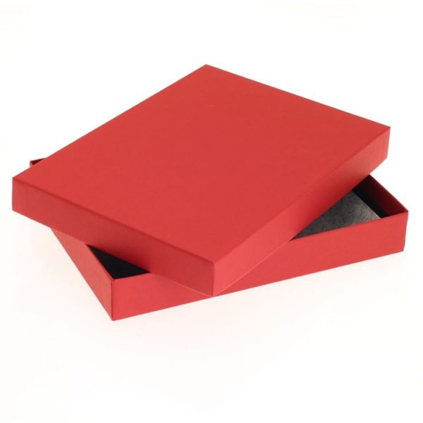 24 Choc Rect box & Lid; Chilli red Textured Pack of 20