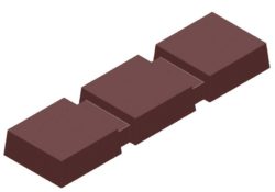 Chocolate World Magnetic Moulds for Transfers - 1000L24 - Magnetic Bar 3 Block - 40gm - 108x30x11mm