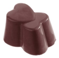 Chocolate World Frame Moulds - CW1023 - Heart Double - 11gm - 30x22x20mm