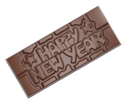 Chocolate World Frame Moulds - CW12026 - Tablet Happy New Year - 45gm - 118x50x8mm
