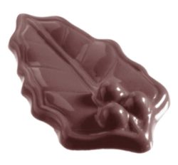 Chocolate World Frame Moulds - CW1209 - Holly Leaf Small - 5gm - 57x32x7mm