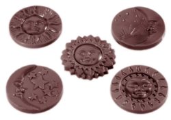 Chocolate World Frame Moulds - CW1415 - Moon Caraques 6 Gr 5 Fig. - 6.5gm - 44x44x5mm