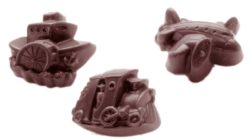 Chocolate World Frame Moulds - CW1471 - Belgian Express 3 Fig. - 13gm - 44x36x16mm