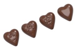 Chocolate World Frame Moulds - CW1579 - Heart Smiley 3 Fig. - 7gm - 33x33x10mm