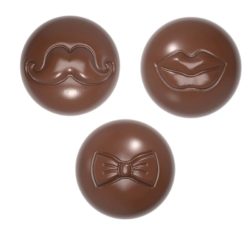 Chocolate World Frame Moulds - CW1679 - Half Sphere Bow - Lips - Moustache 3 Fig. - 6.5gm - 28x28x14mm