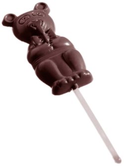 Chocolate World Frame Moulds - CW2039 - Lollipop Bear - 15gm - 75x33x10mm
