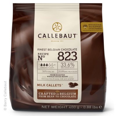 Callebaut milk chocolate chips couverture 823 400g bag