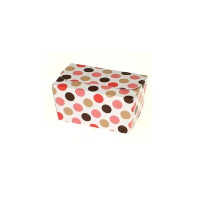 250g Fold Flat Ballotin; Pink&brown Polka Dot Bag of 50