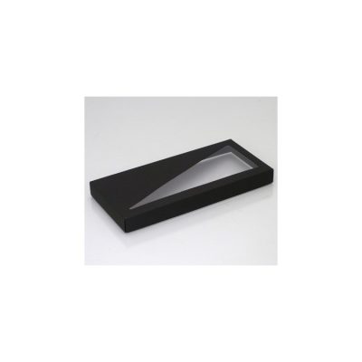 18 Choc black Ribbed Lid with Triangular Window Bag of 25