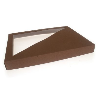 24 Choc brown Ribbed Fold Lid W Triangle Wind Bag of 25