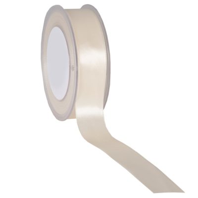 Double Face Satin Ribbon; Ivory 25m reel