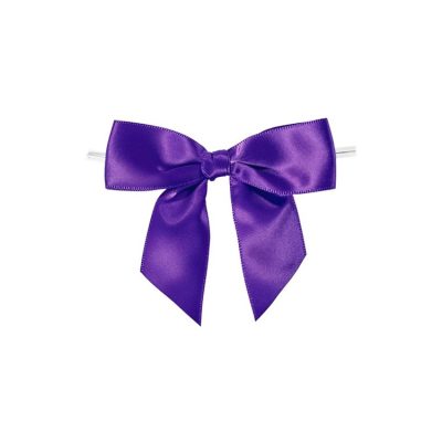 Satin PreTied Bows with Twist Ties; Violet Bag of 100