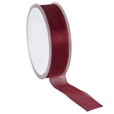 Organza Woven Edge Ribbon; Burgundy 50m reel