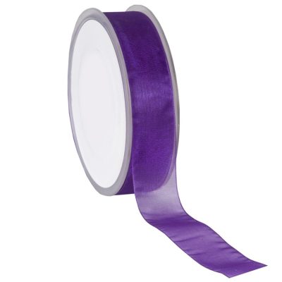 Organza Woven Edge Ribbon; Purple 50m reel