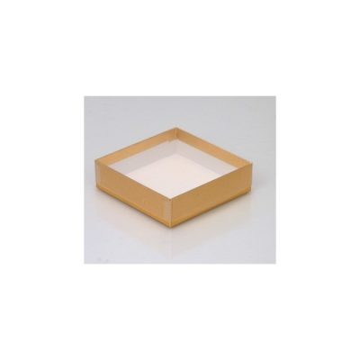 Lined Gold Board box with PET Lid; Plain Base box of 100