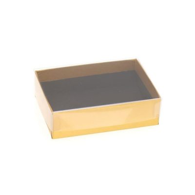 6 Choc Rect box & PET Lid; Classic Gold Pack of 20
