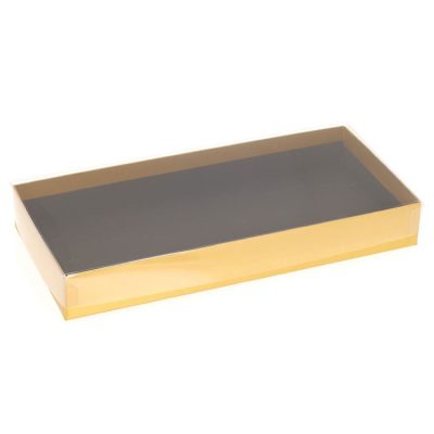 18 Choc Rect box & PET Lid; Classic Gold Pack of 20