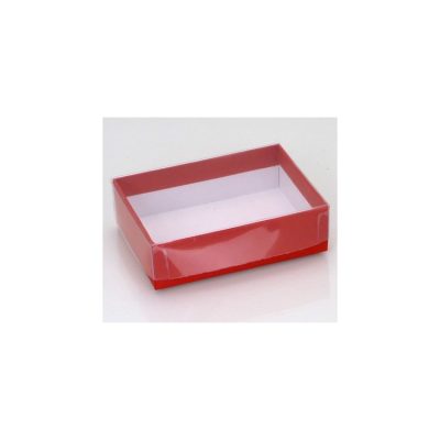6 Choc Rigid Base & PET Lid; Chilli red Pack of 20