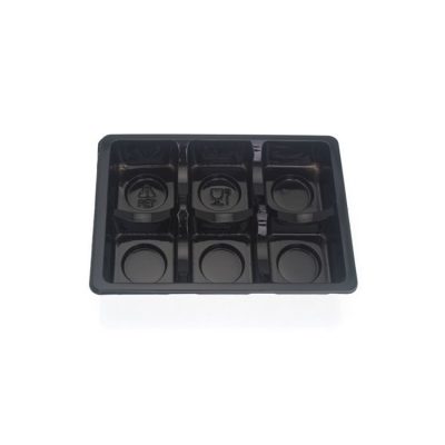black PET Rectangle Inserts for 6 chocolates Pack of 25