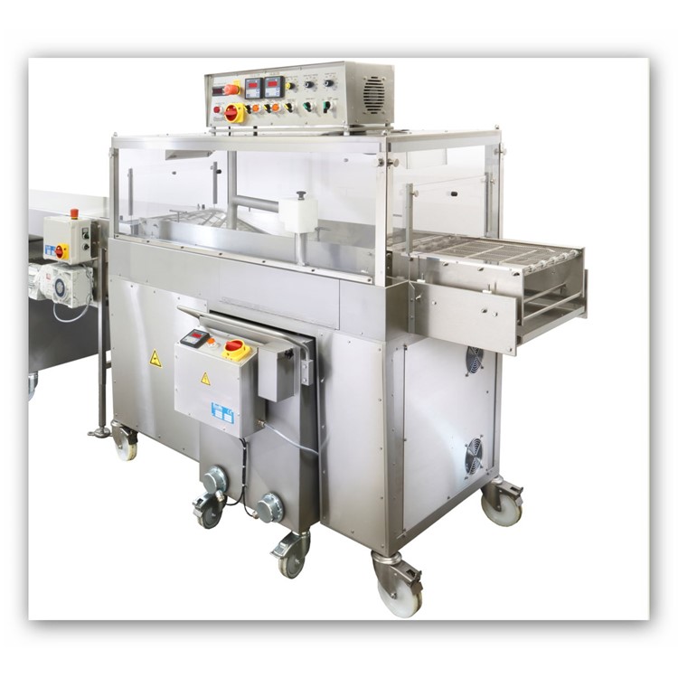 Cheese Waxing Machine - ChocoMa Wax Enrober - 400mm wide enrobing belt - Throughput up to 70+ pieces per minute - Full stainless steel construction - ChocoMa 2MPWAX Series - CMA 2MP WAX_040