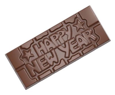 Chocolate World Frame Moulds - CW12026 - Tablet Happy New Year - 45gm - 118x50x8mm