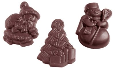 Chocolate World Frame Moulds - CW1435 - Christmas Assortment 3 Fig. - 7gm - 43x32x7mm