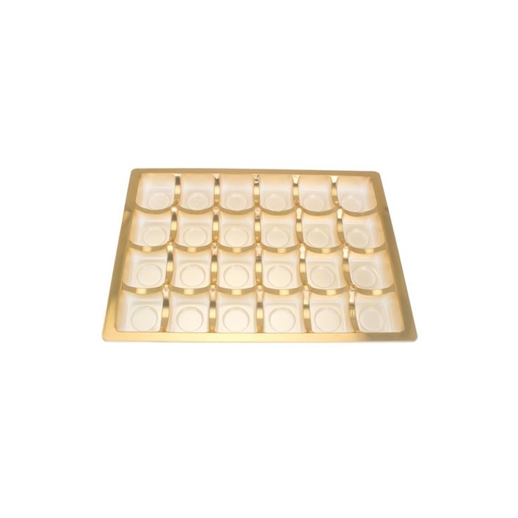 Gold PET Rectangle Inserts for 24 chocolates Pack of 25