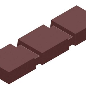 Chocolate World Magnetic Moulds for Transfers - 1000L24 - Magnetic Bar 3 Block - 40gm - 108x30x11mm