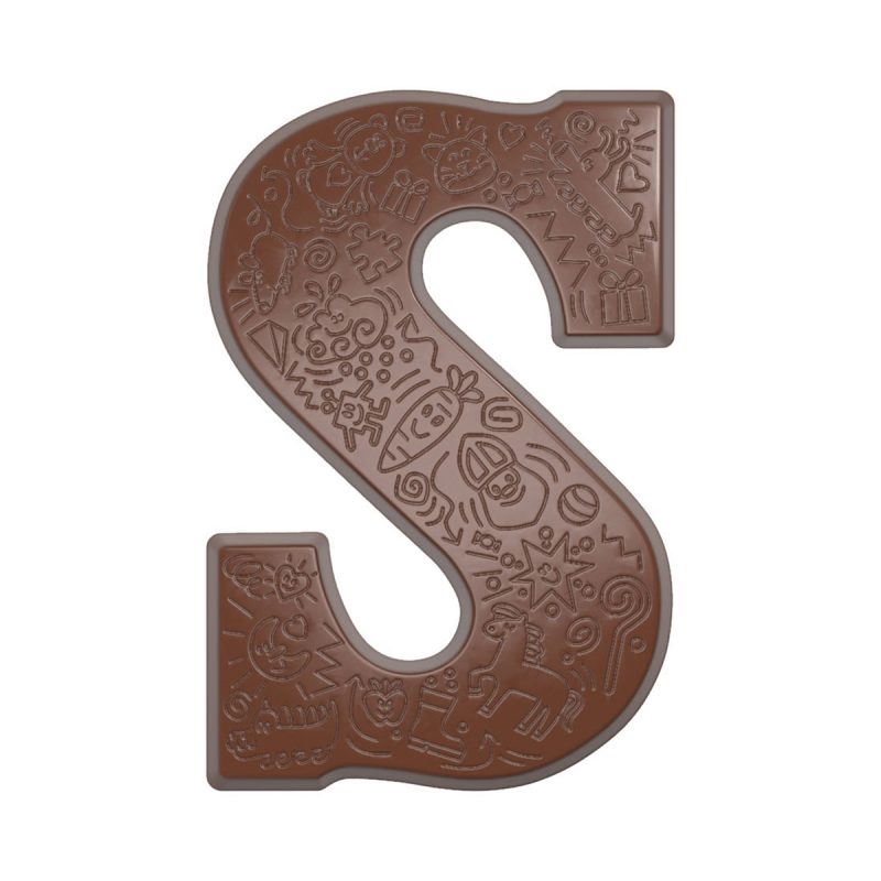 Chocolate World Frame Moulds - CW12120 - Letter S With Doodles - 200gm - 175x117x12mm