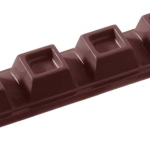 Chocolate World Frame Moulds - CW2095 - Bar 4 Cubes 16 Gr - 16gm - 94x22x12mm