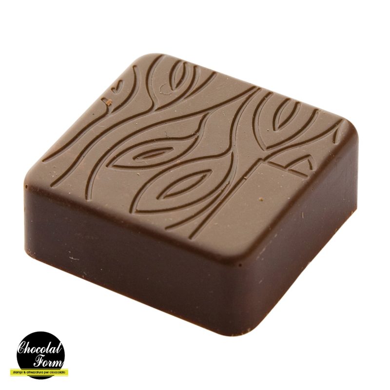 Chocolate World Frame Moulds - CWI_CF0202 - Praline Square Texture Leaves - 9gm - 27x27x12mm