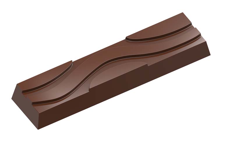 Chocolate World Magnetic Moulds for Transfers - 1000L23 - Magnetic Bar Wave - 46.5gm - 118x30x13mm