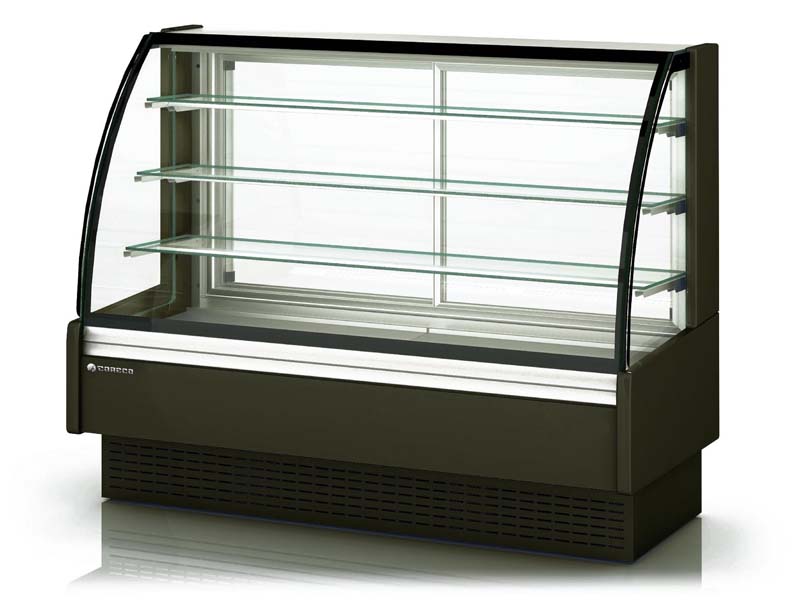 Chocolate Display Cabinet with curved glass front