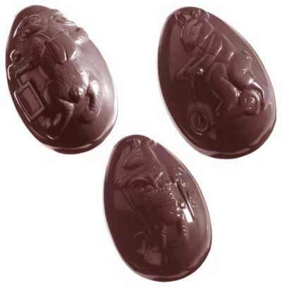 Chocolate World Frame Moulds - CW1041 - Egg Hare 8 Fig. - 60gm - 74x48x26mm