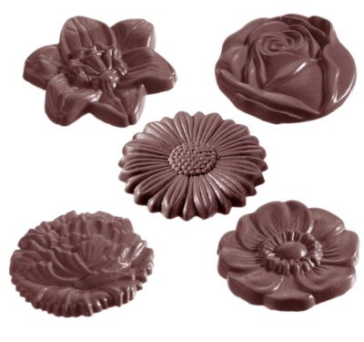 Chocolate World Frame Moulds - CW1048 - Flowercaraque Round 5 Fig. - 6gm - 43x43x5mm