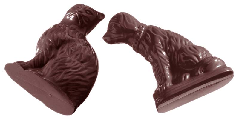 Chocolate World Frame Moulds - CW1179 - Cat And Dog 2 Fig. - 33gm - 74x58x13mm