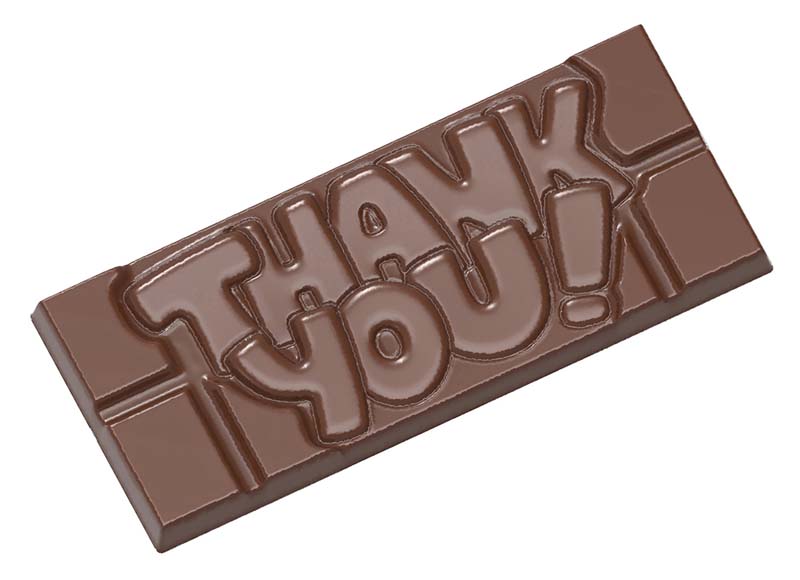 Chocolate World Frame Moulds - CW12004 - Tablet Thank You - 45gm - 118x50x8mm