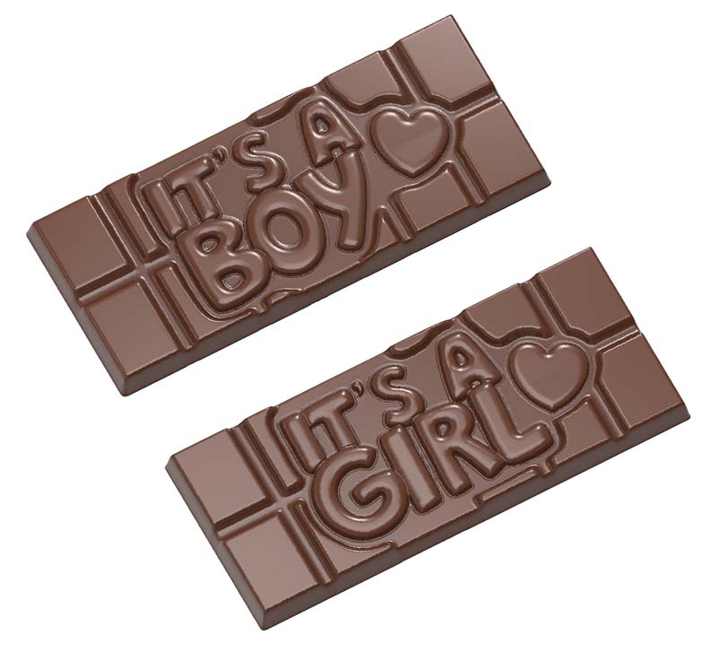 Chocolate World Frame Moulds - CW12012 - Tablet It'S A Boy / It'S A Girl - 45gm - 118x50x8mm