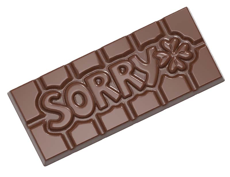 Chocolate World Frame Moulds - CW12015 - Tablet Sorry - 45gm - 118x50x8mm