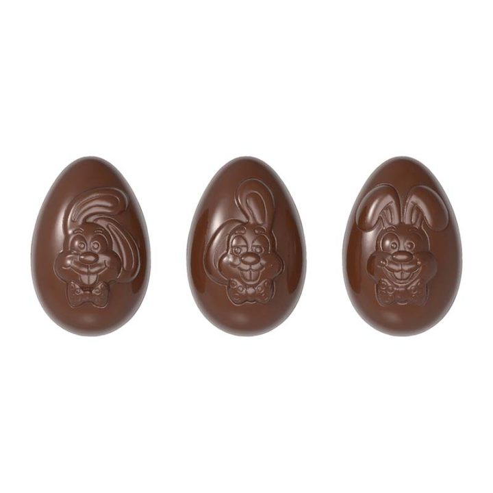 Chocolate World Frame Moulds - CW12048 - Egg Funny Bunny'S 3 Fig. - 71.5gm - 81x54x30mm