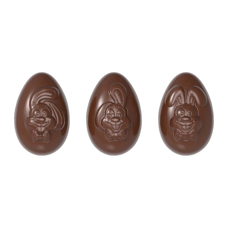 Chocolate World Frame Moulds - CW12048 - Egg Funny Bunny'S 3 Fig. - 71.5gm - 81x54x30mm