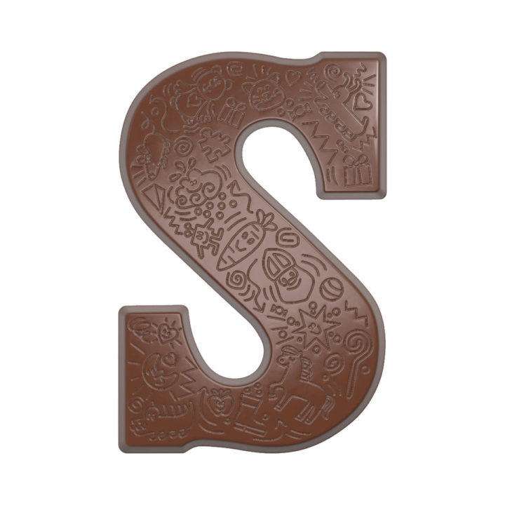 Chocolate World Frame Moulds - CW12120 - Letter S With Doodles - 200gm - 175x117x12mm